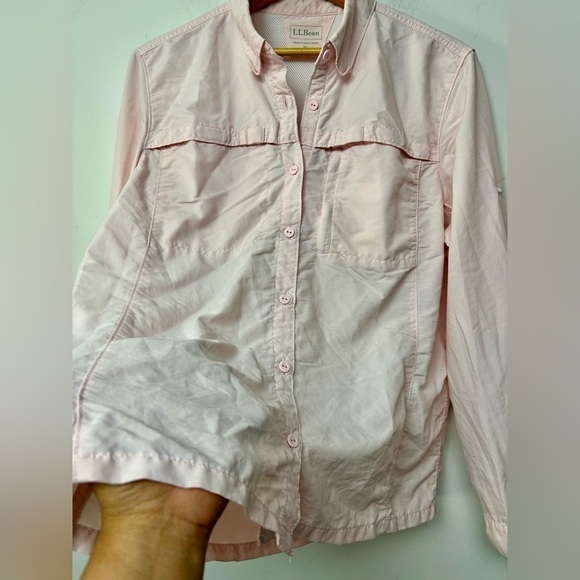 L.L BEAN VINTAGE Lightweight Long Sleeve Cargo peach Color Shirt size XL - Picture 3 of 10